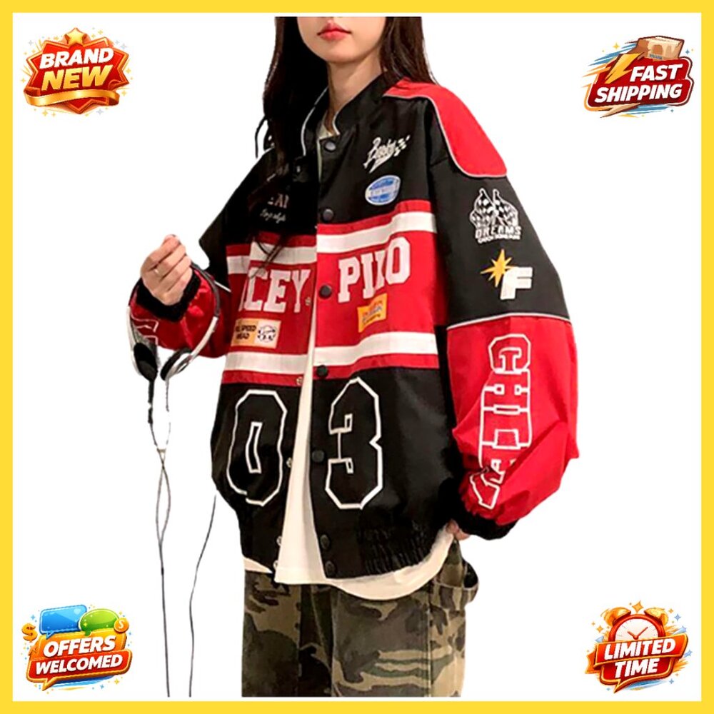 Varsity Bomber Jacket Patchwork Letterman Long Sl… - image 1